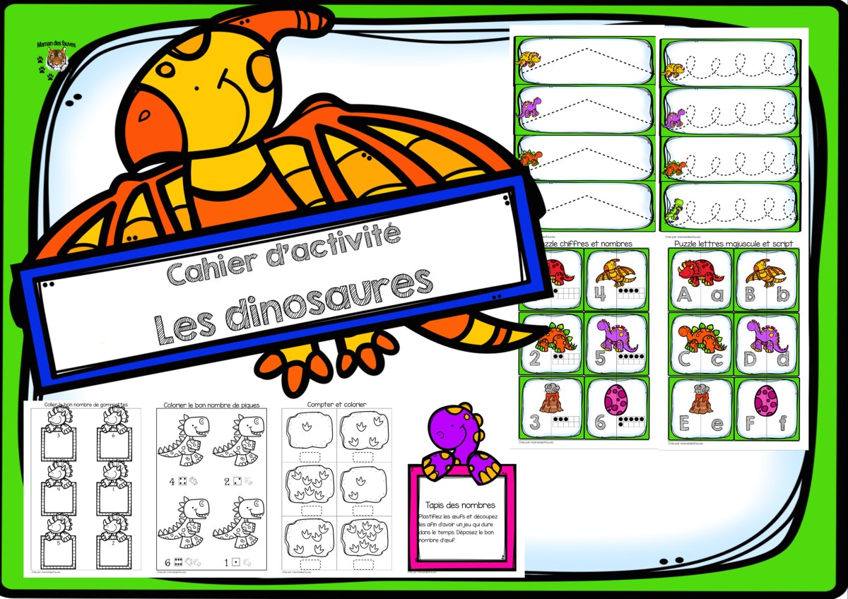 Les dinosaures – fiches à imprimer – Maman des fauves