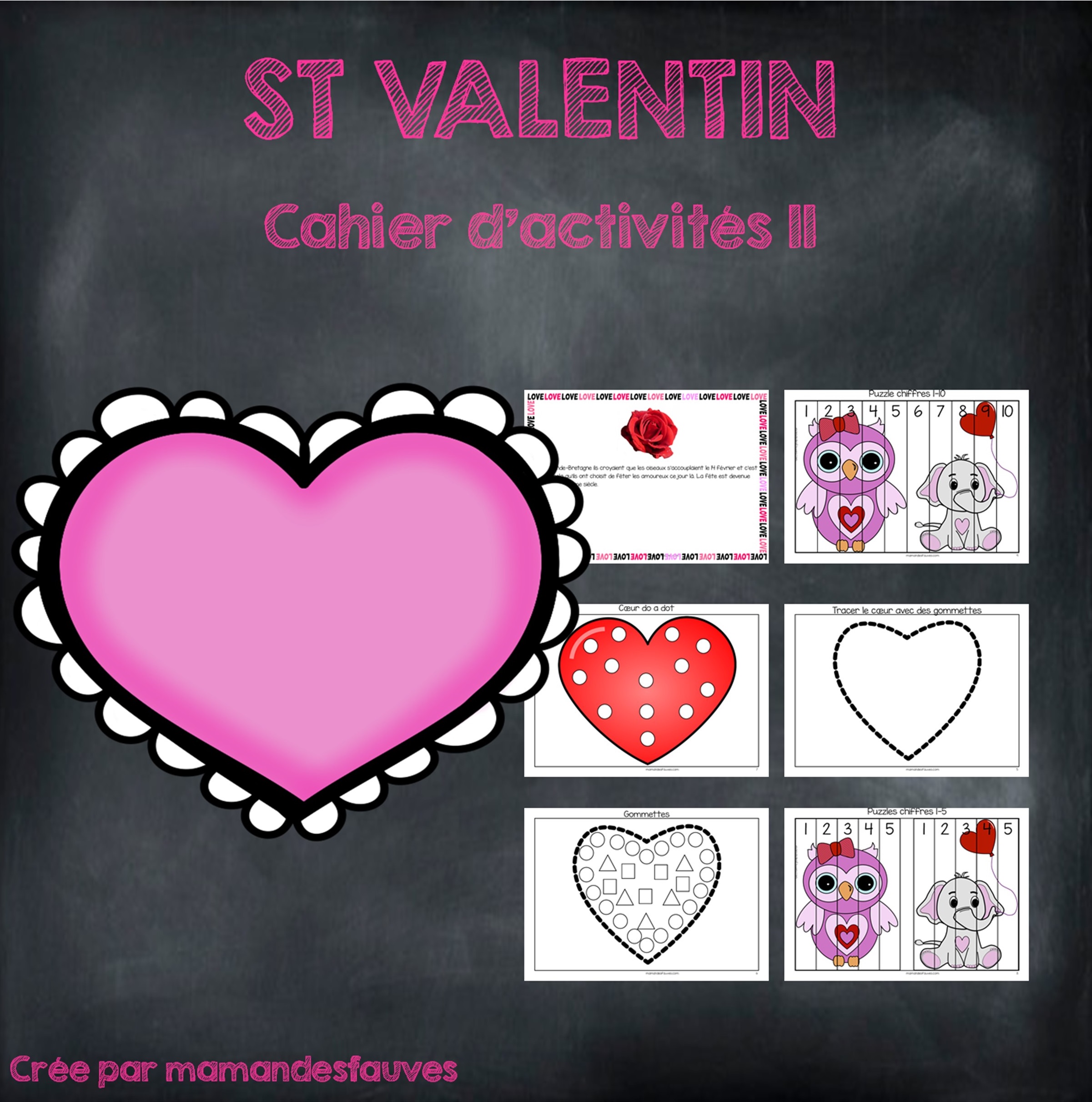 St Valentin – fiches à imprimer – Maman des fauves