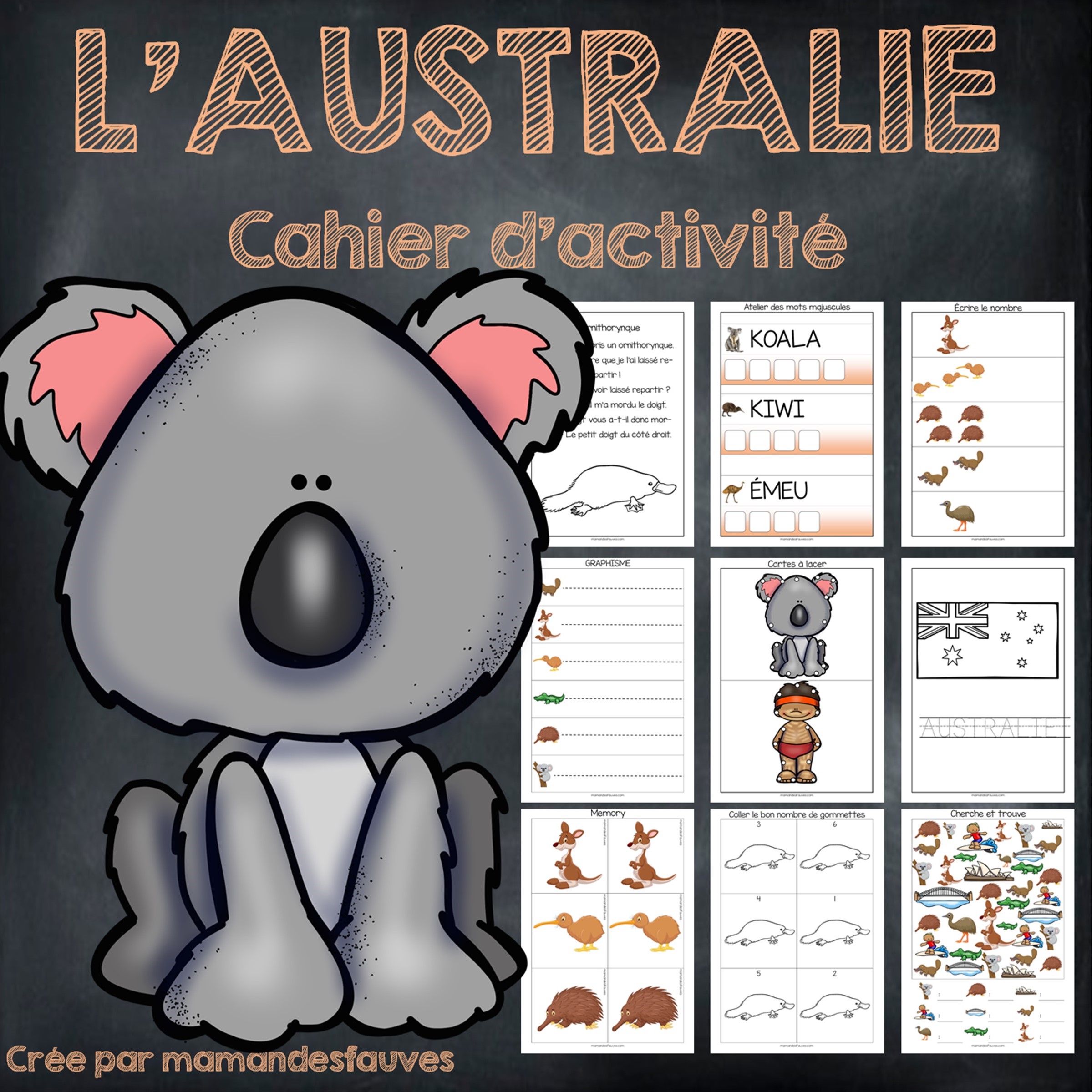 australie-fiches-imprimer-maman-des-fauves